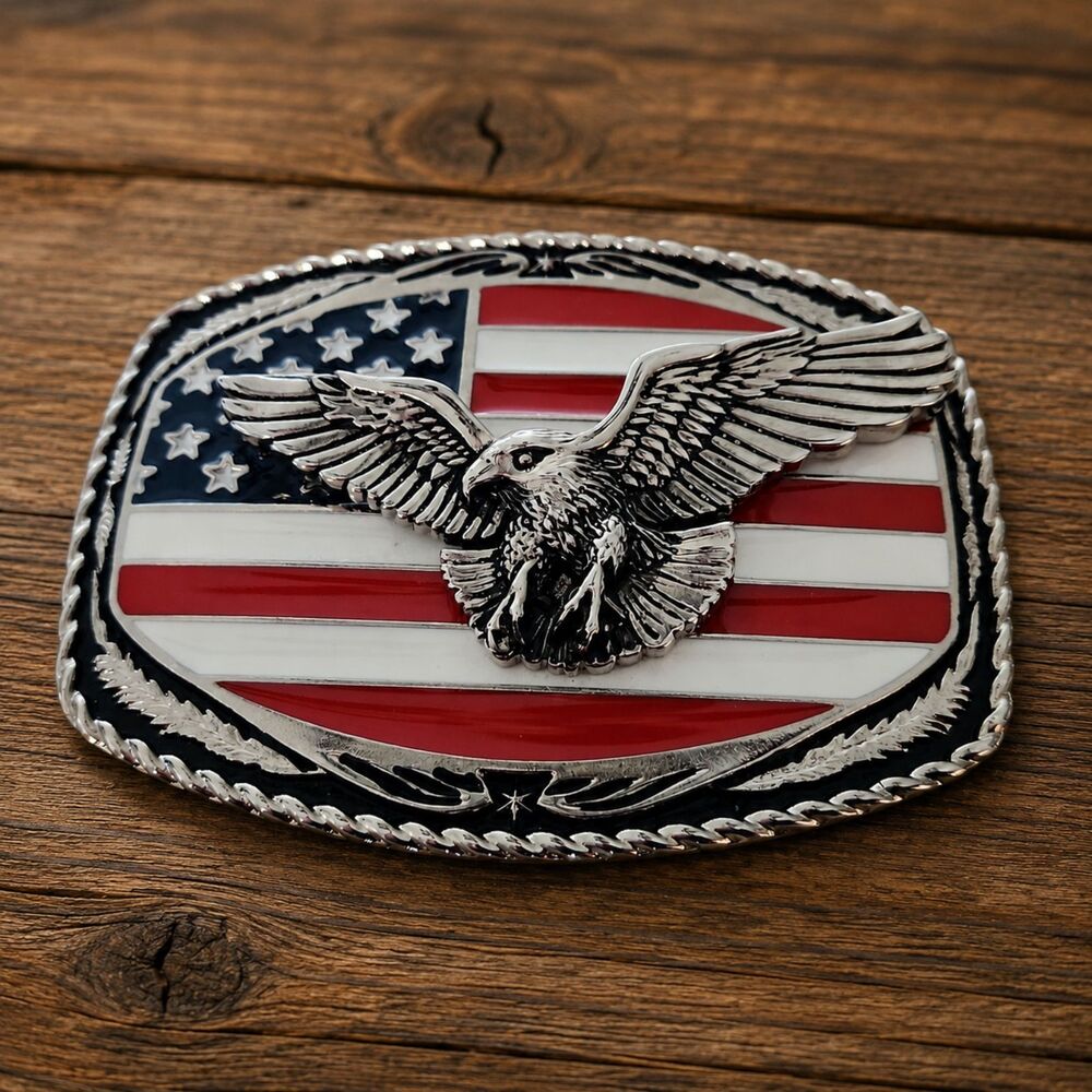 Western Edge TBB-5003 American Flag Bald Eagle Belt Buckle Patriotic